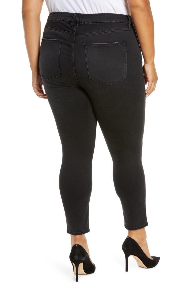 Good Waist Ripped High Waist Crop Jeans, Alternate, color, BLACK113