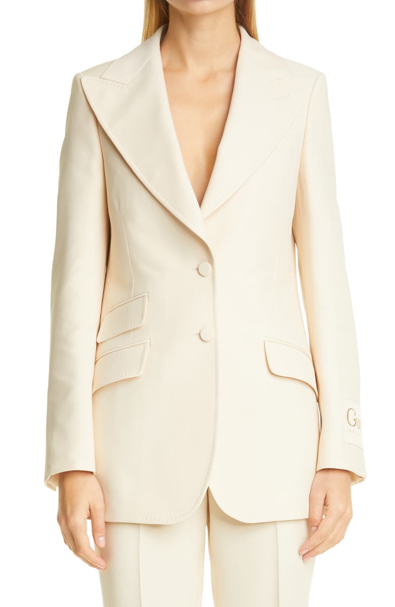 Gucci Original Label Silk & Wool Cady Crepe Blazer, Main, color, 