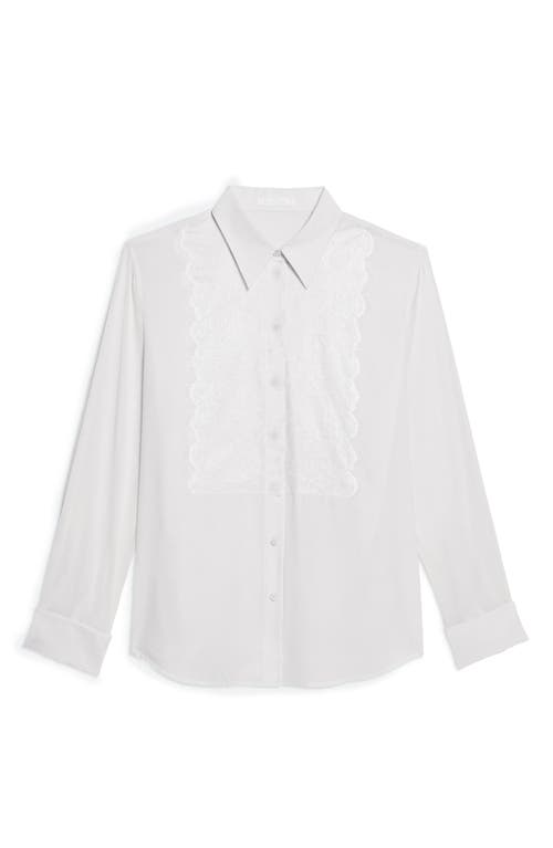 Helmut Lang Mixed Media Lace Button-up Shirt