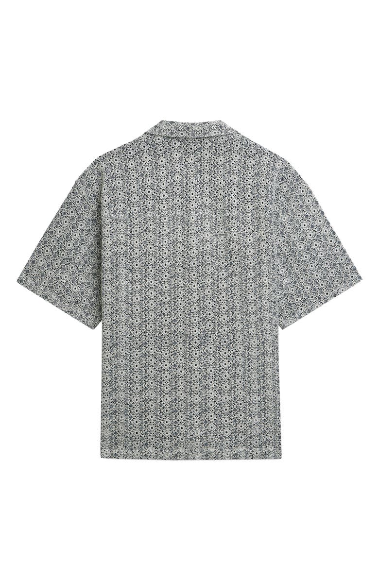 Scotch & Soda Relaxed Fit Print Camp Shirt, Alternate, color, Bright White