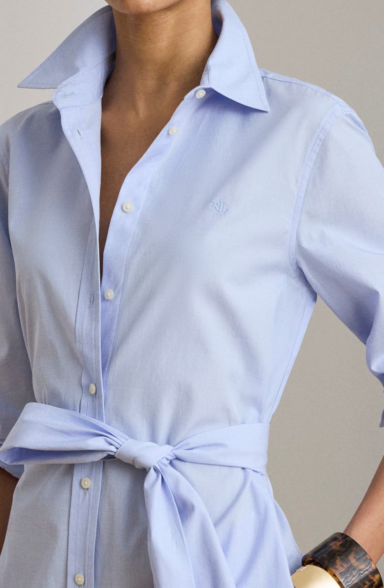 Lauren Ralph Lauren End On End Long Sleeve Cotton Shirtdress, Alternate, color, Light Sky Blue