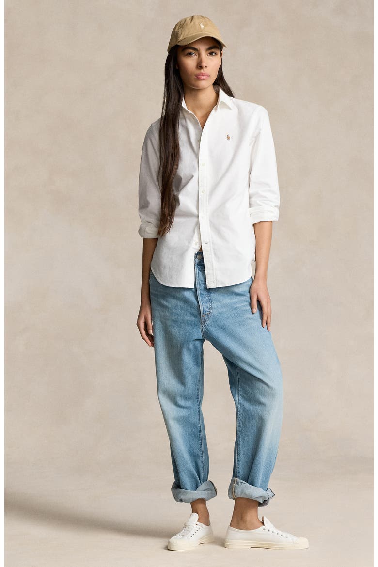 Oxford Cotton Button-Up Shirt, Alternate, color, BSR WHITE