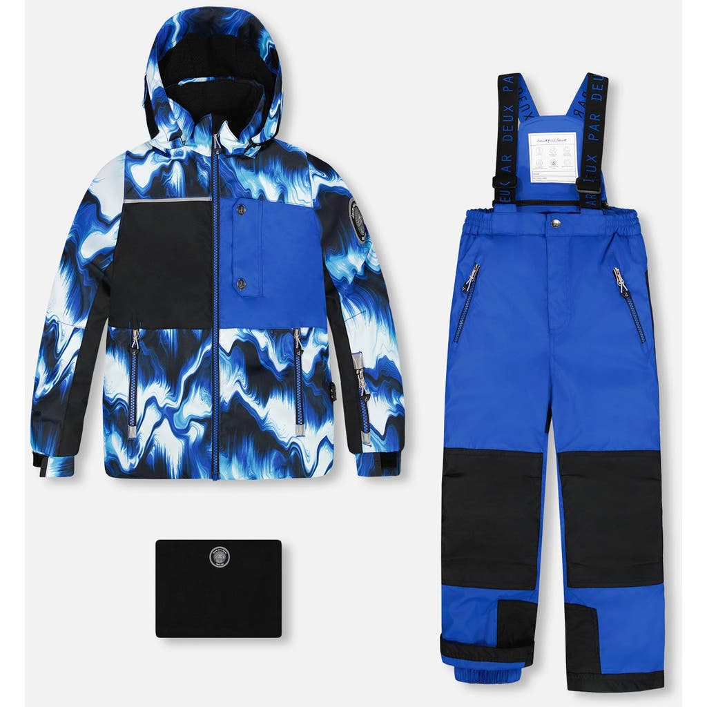 Deux Par Deux Boy Two-piece Play Snowsuit In Blue