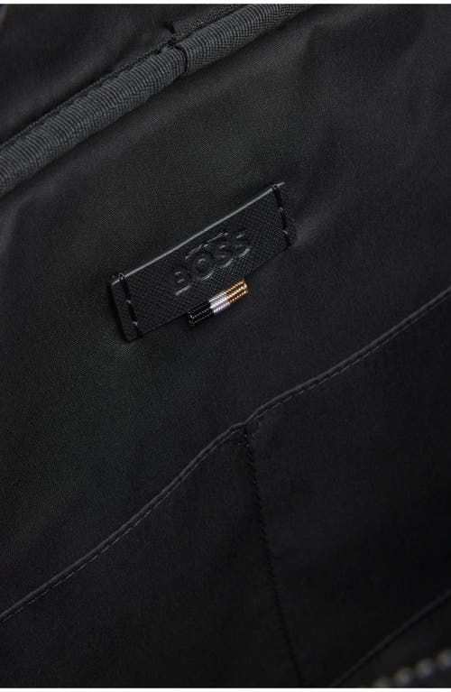 Hugo Boss Monogram Logo-plaque Top-handle Leather Messenger Bag In Black