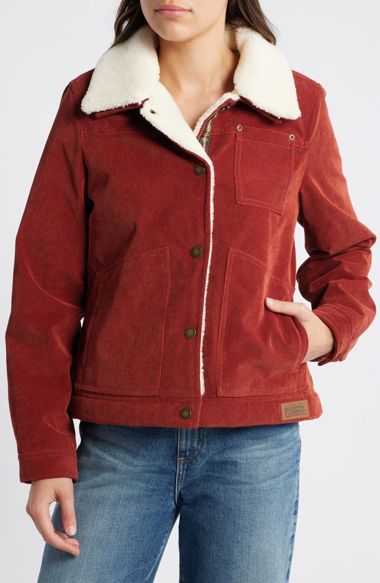 Pendleton Wind River Corduroy Trucker Jacket with Removable Fleece Collar, Alternate, color, 