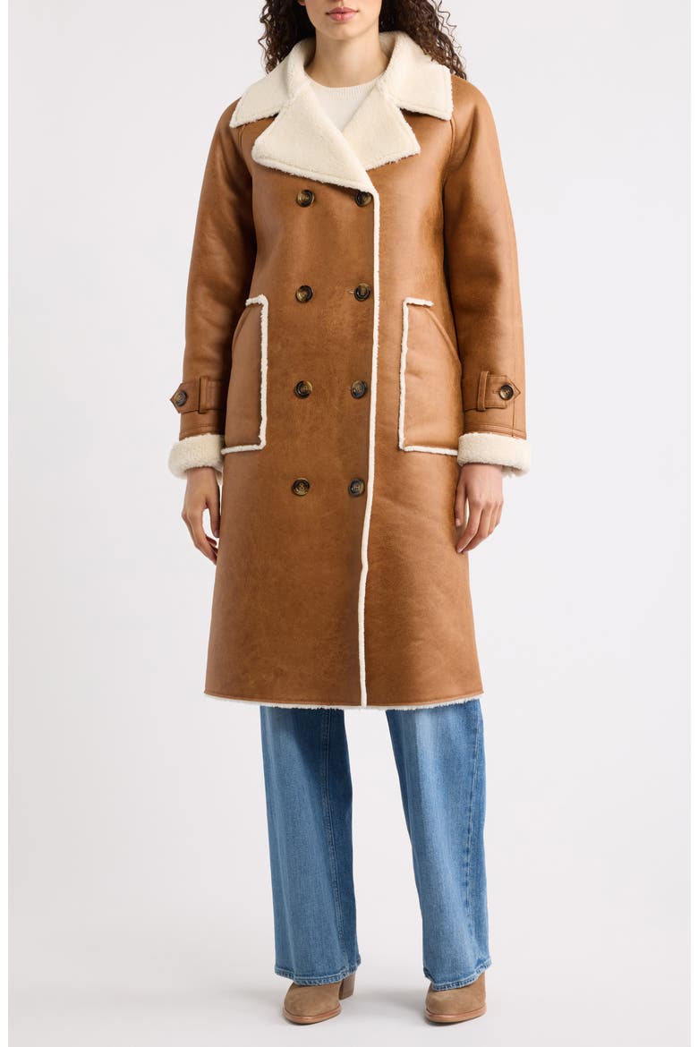 Faux Shearling Long Coat, Alternate, color, WHITE