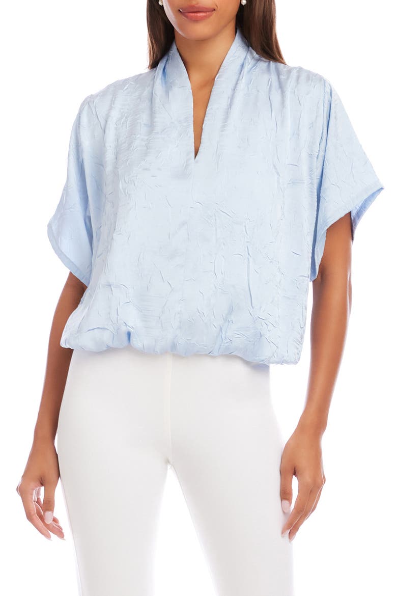 Crushed Satin V-Neck Top, Main, color, LIGHT BLUE