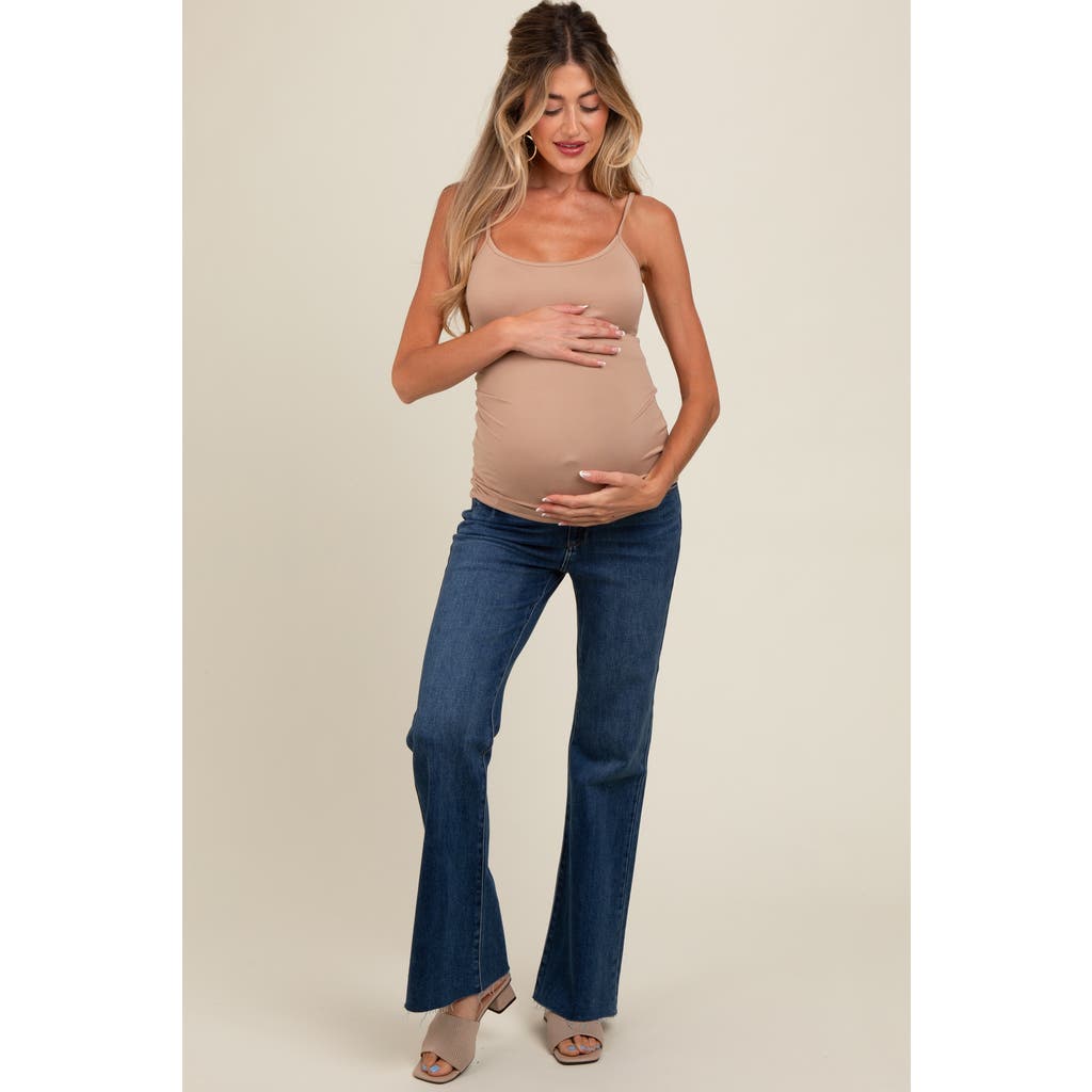 Pinkblush Flare Leg Raw Hem Maternity Jeans In Blue