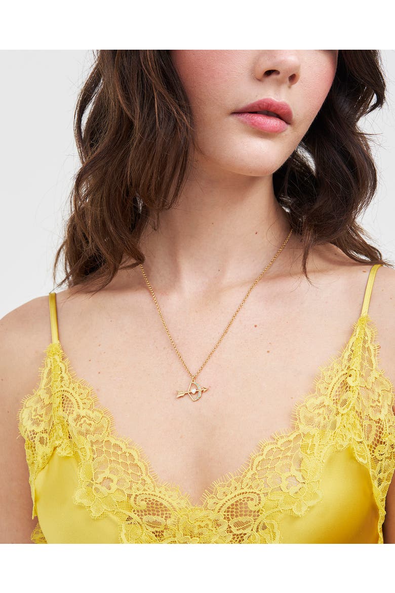 Cupids Bow & Arrow Necklace, Alternate, color, Gold