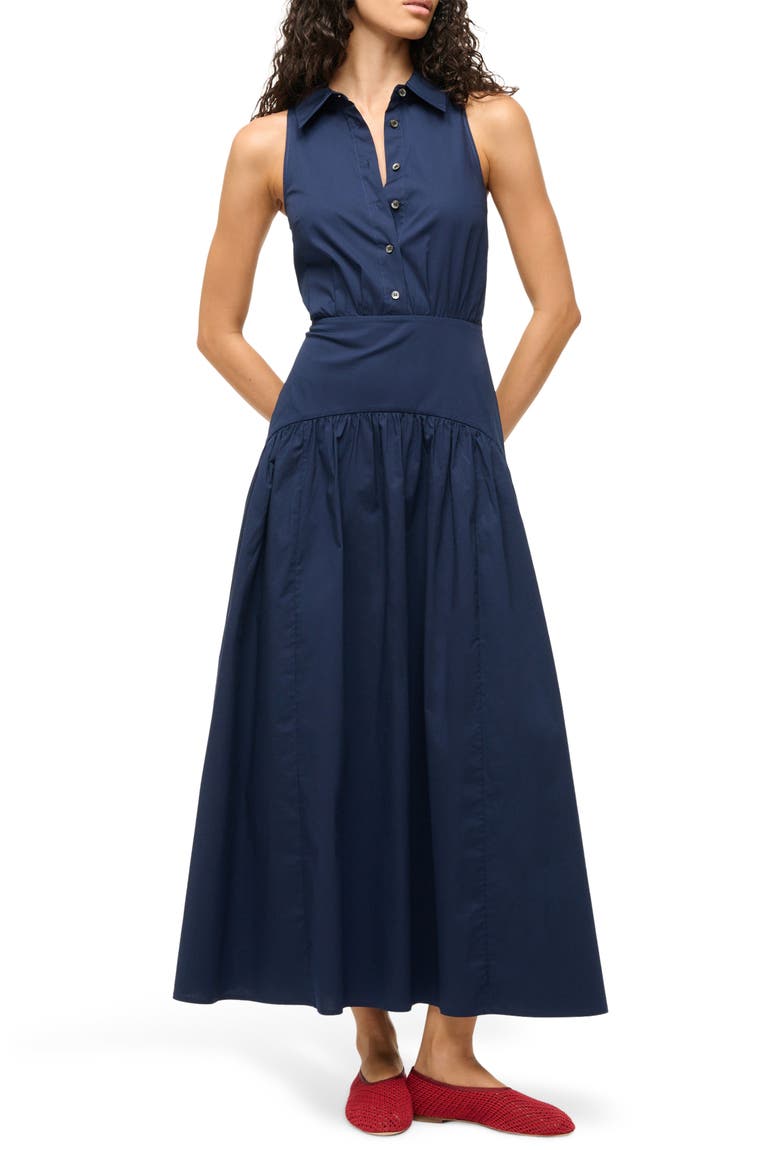 maxi sleeveless shirt dress Sleeveless Shirt Dress Maxi Riviera Blue
