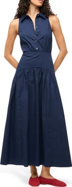 STAUD Romy Sleeveless Maxi Shirtdress