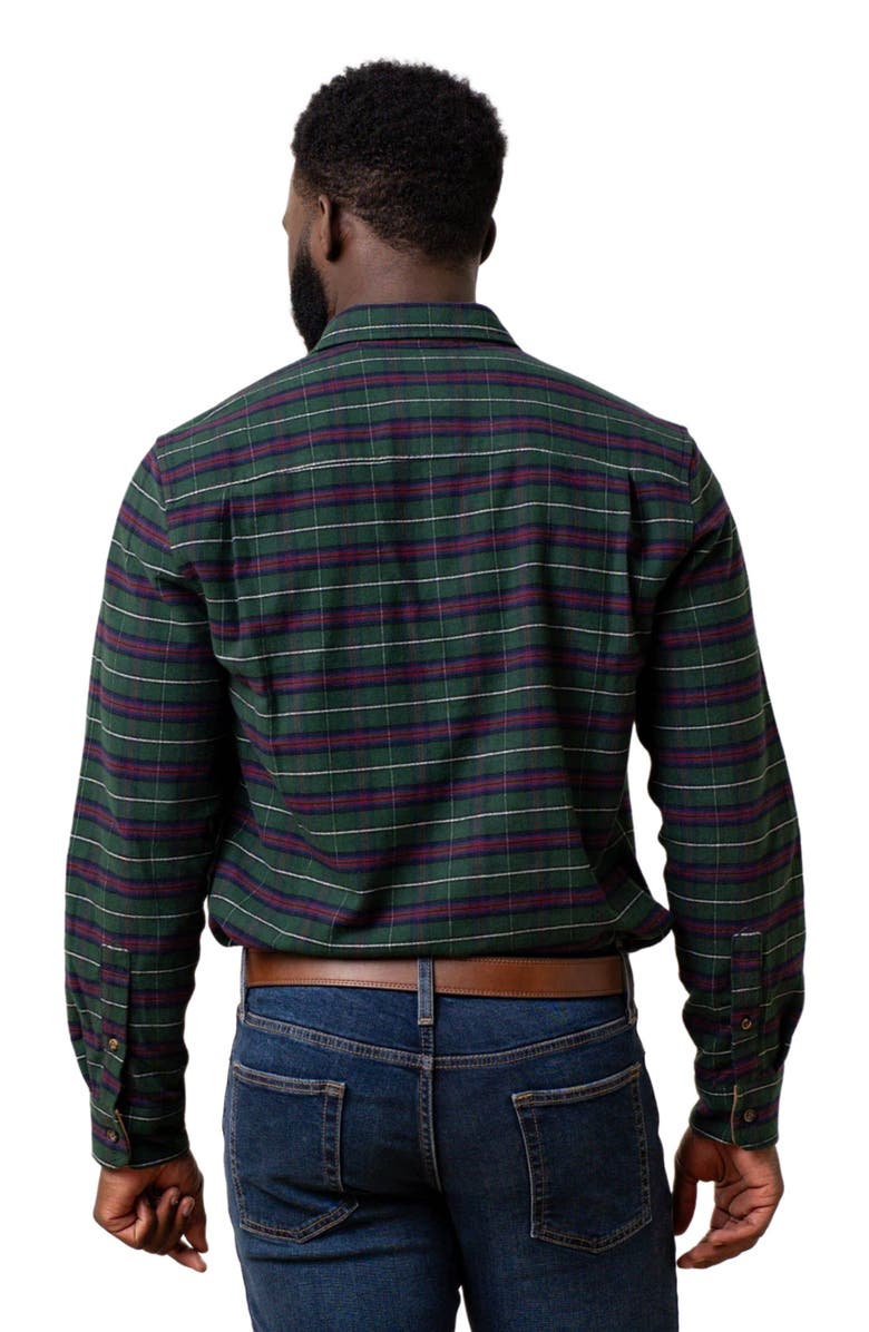 Hope & Henry Men's Organic Flannel Shirt with Suede, Alternate, color, Merry Pine Plaid