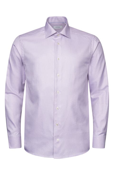 Slim Fit Textured Organic Cotton Dress Shirt