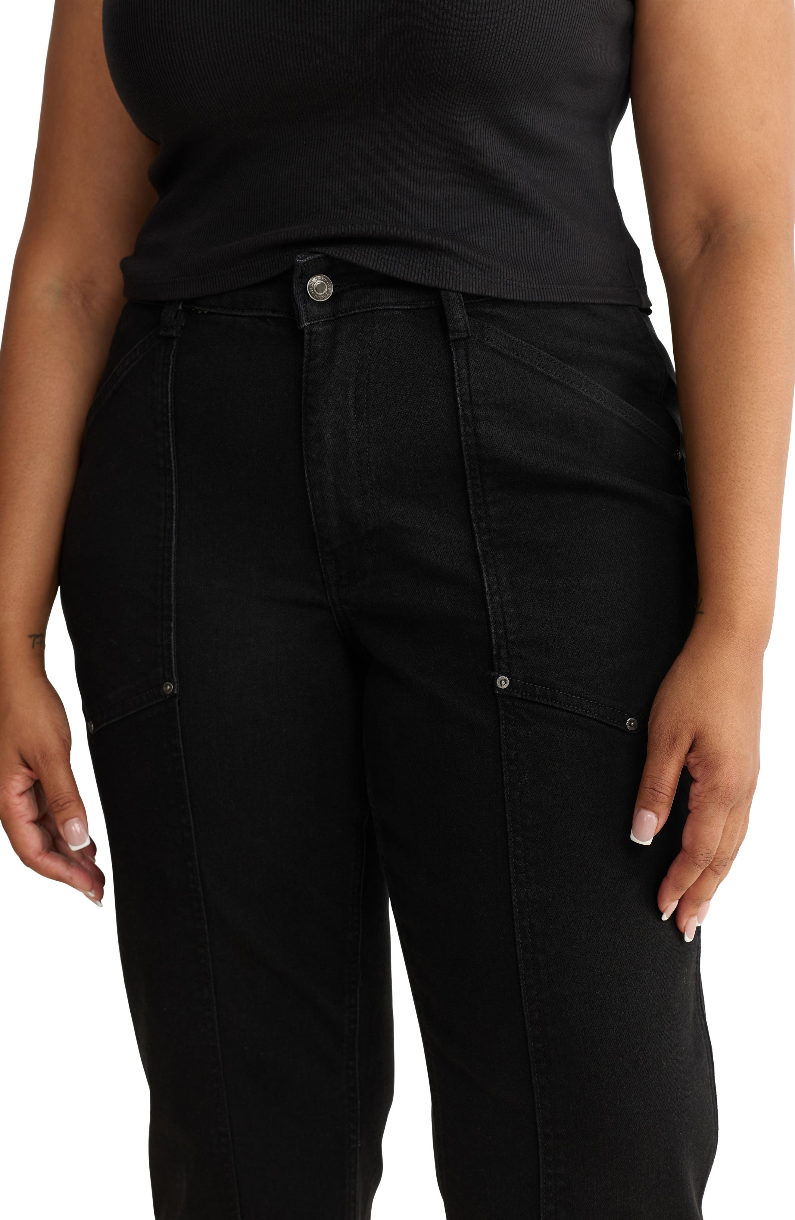 WARP+WEFT SAT '90s High Waist Relaxed Straight Leg Utility Jeans (Women ...