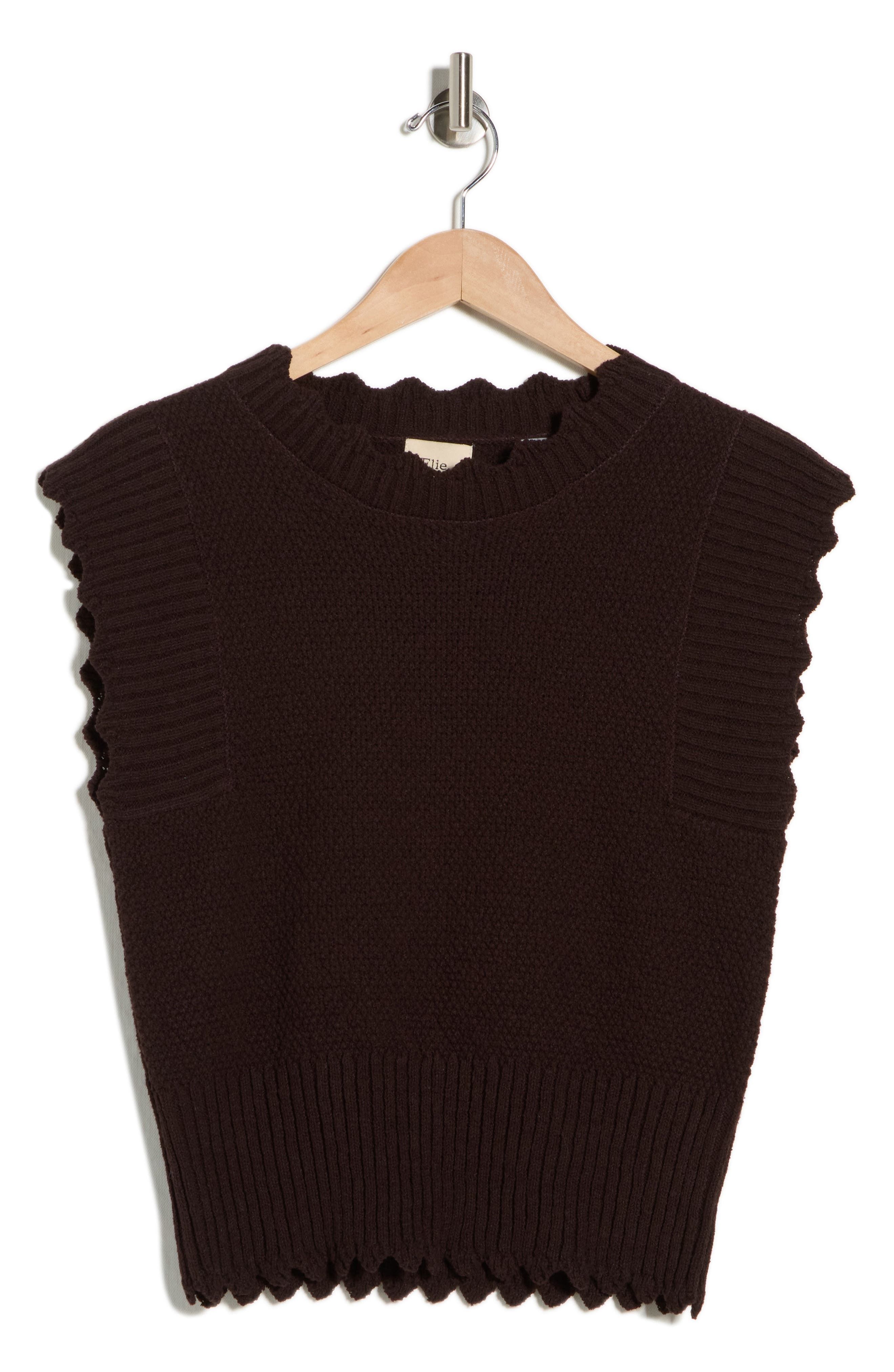 ELIE ELIE TAHARI Scalloped Sleeveless Sweater