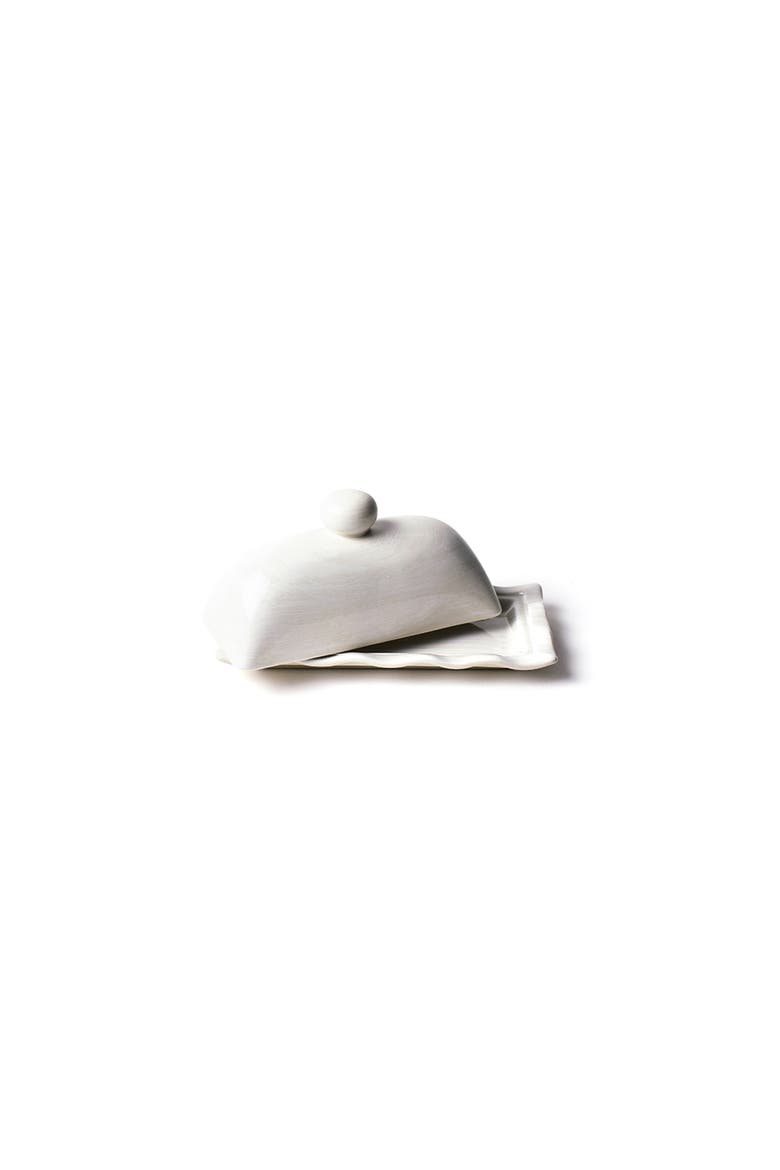 Signature White Ruffle Domed Butter Dish, Alternate, color, White