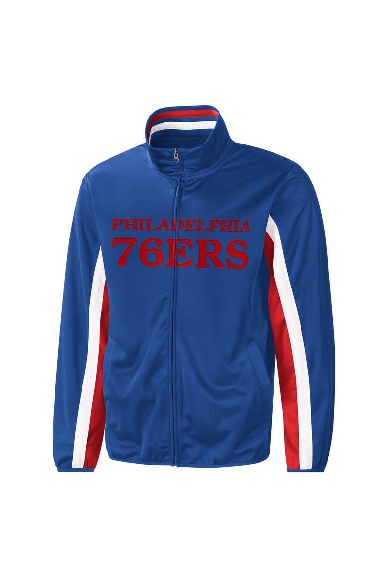 Men's G-III Sports by Carl Banks Royal Philadelphia 76ers Contender Wordmark Full-Zip Track Jacket, Alternate, color, Royal