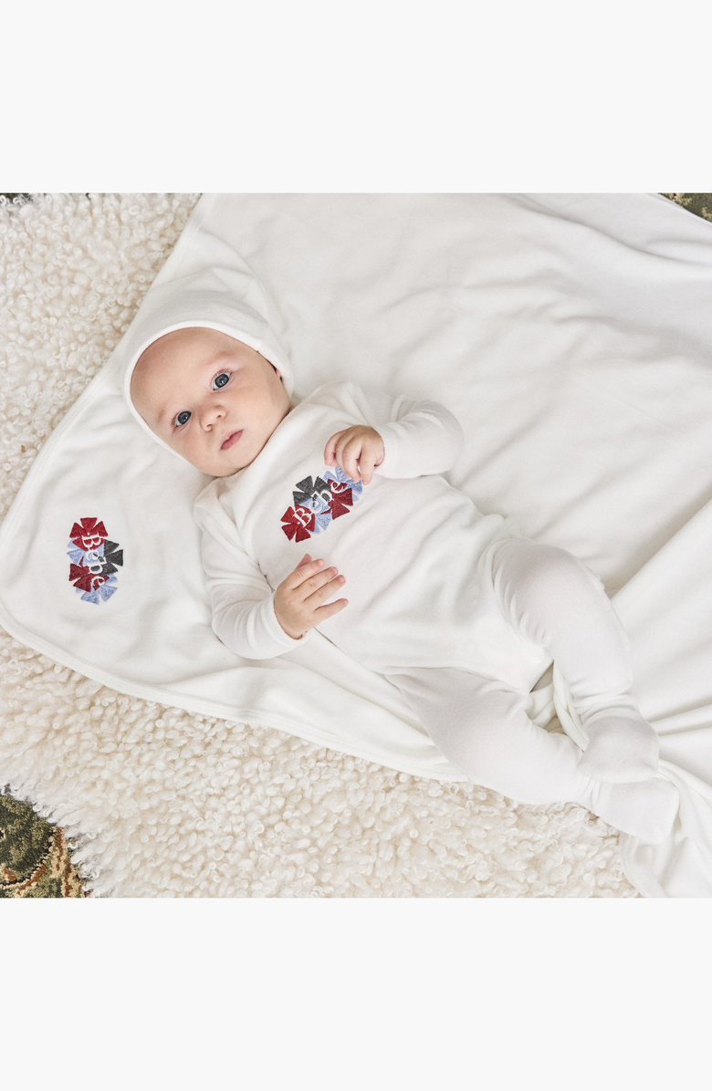 NoggiWear Clover Embroidered Blanket, Alternate, color, Blue