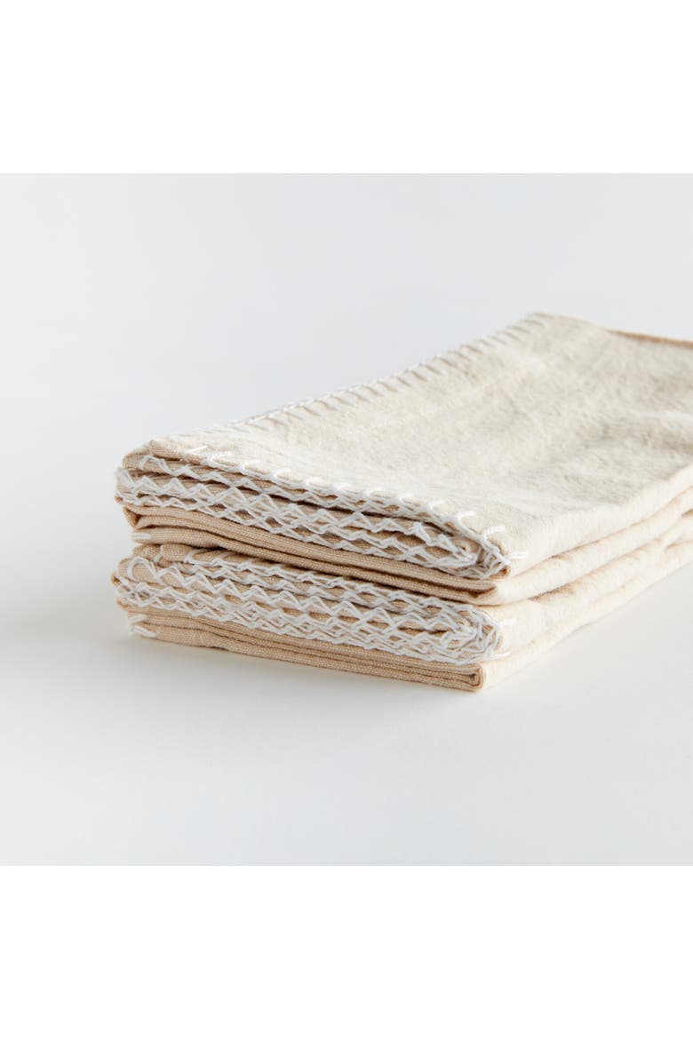 Addie Taupe 100% Cotton Cloth Dinner Napkins Set of 4, Alternate, color, Beige
