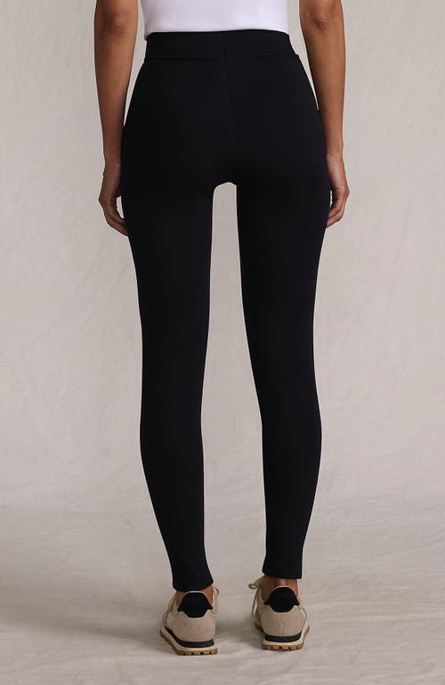Lands' End High Rise Serious Sweats Fleece Lined Pocket Leggings In Black