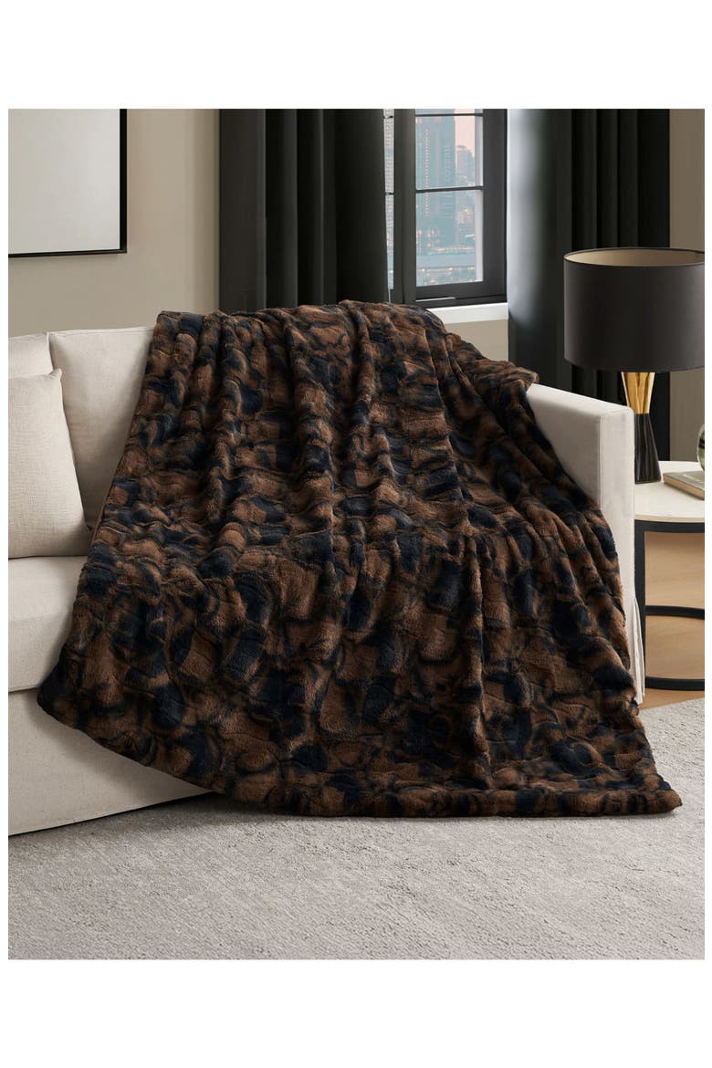 Print Embossed Oversize Blanket, Alternate, color, COCAO NIBS BROWN