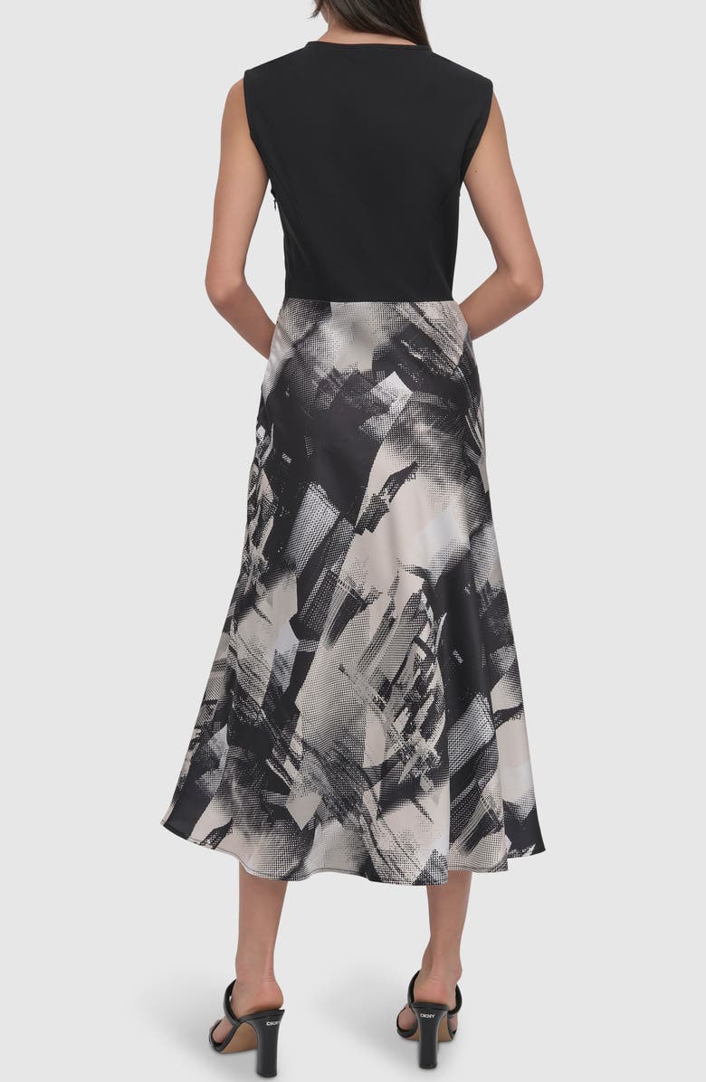 DKNY Mixed Media Dress, Alternate, color, Black Skyline