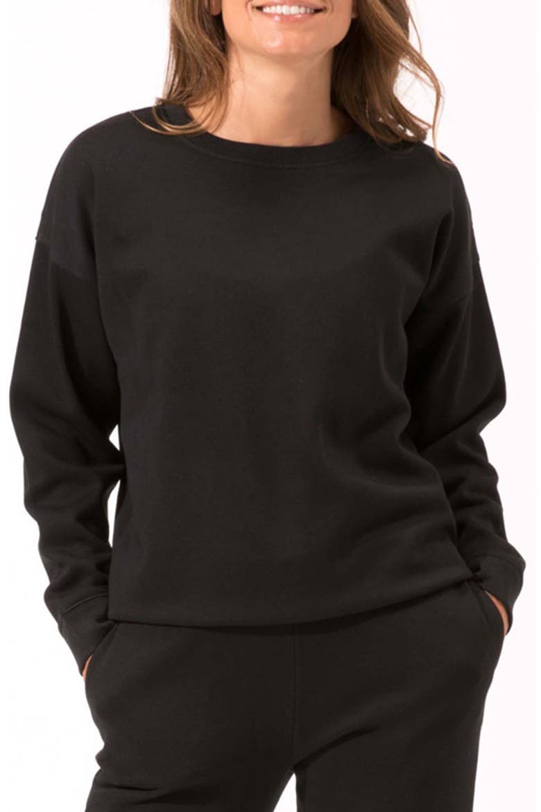 Invincible Organic Cotton Blend Fleece Sweatshirt, Main, color, BLACK