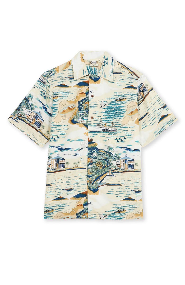 Fortela Santacatalina Tropical Print Short Sleeve Shirt, Main, color, White