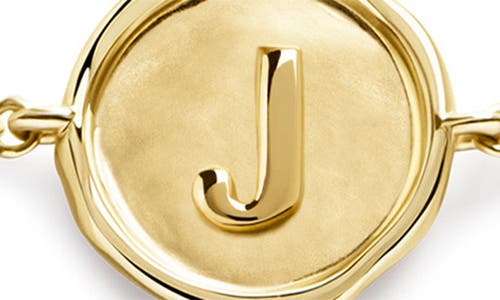 Monica Vinader Initial Stamp Charm Bracelet In 14kt Solid Gold J