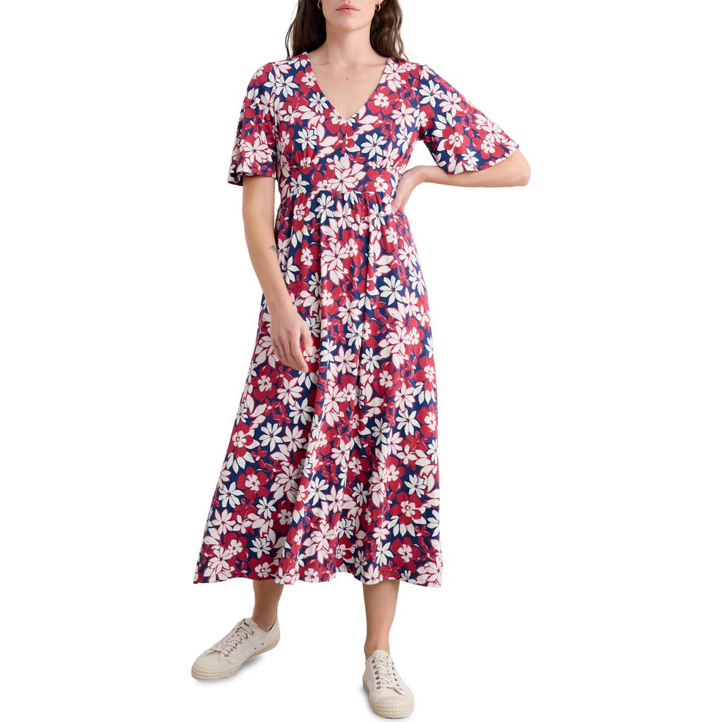 Seasalt Cornwall Chateaux Floral Print Organic Cotton Midi Dress In Seashore Floral Yacht