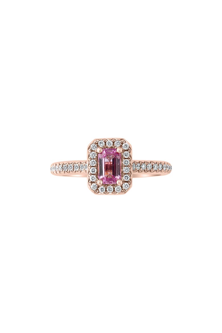 14K Rose Gold Pink Sapphire & Diamond Halo Ring - 0.28ct., Alternate, color, PINK