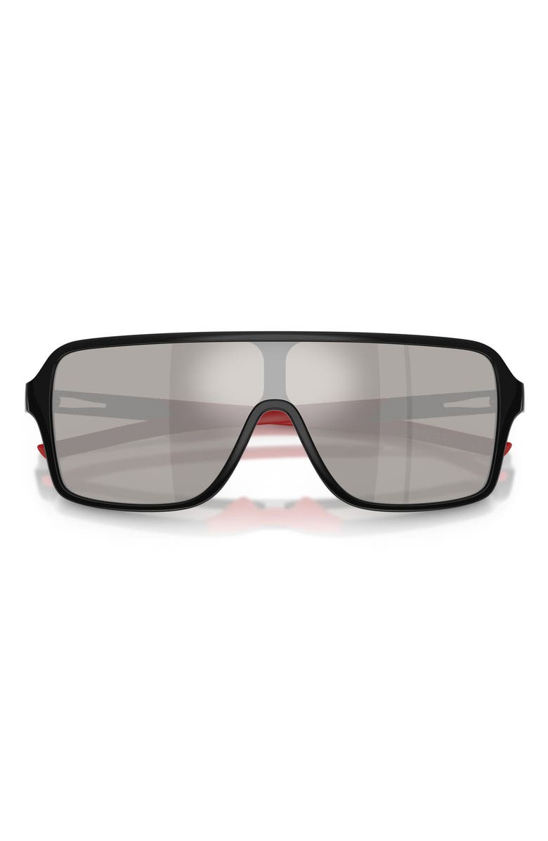 Scuderia Ferrari 132mm Rectangular Sunglasses, Alternate, color, Black Shiny / Light Grey