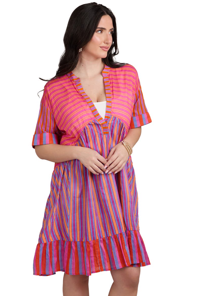 Striped Tunic Dress, Alternate, color, PINK