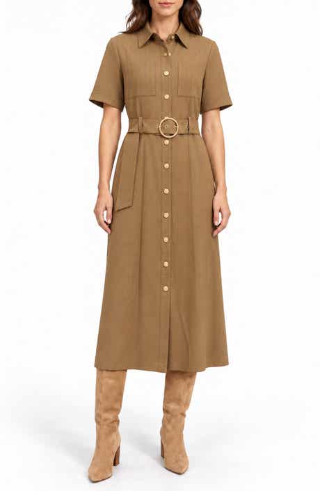 Pinstripe Pintuck Shirtdress