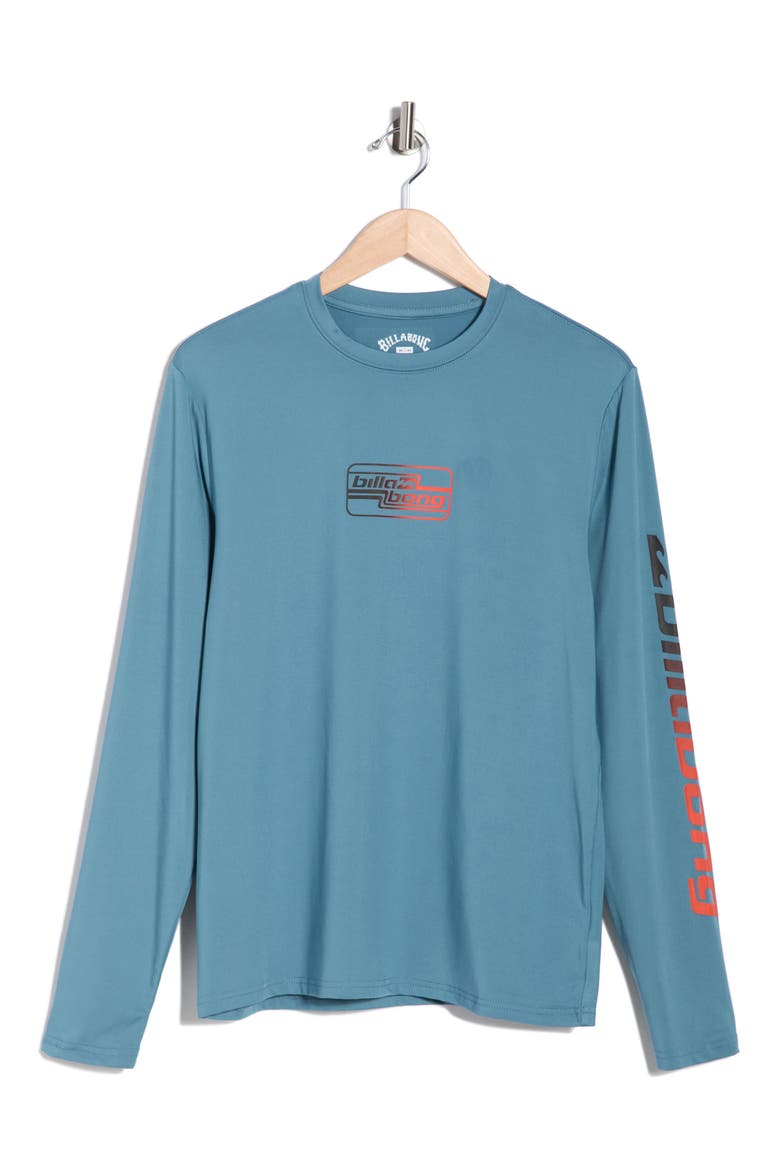 Wipeout Long Sleeve Rashguard, Alternate, color, AEGEAN BLUE