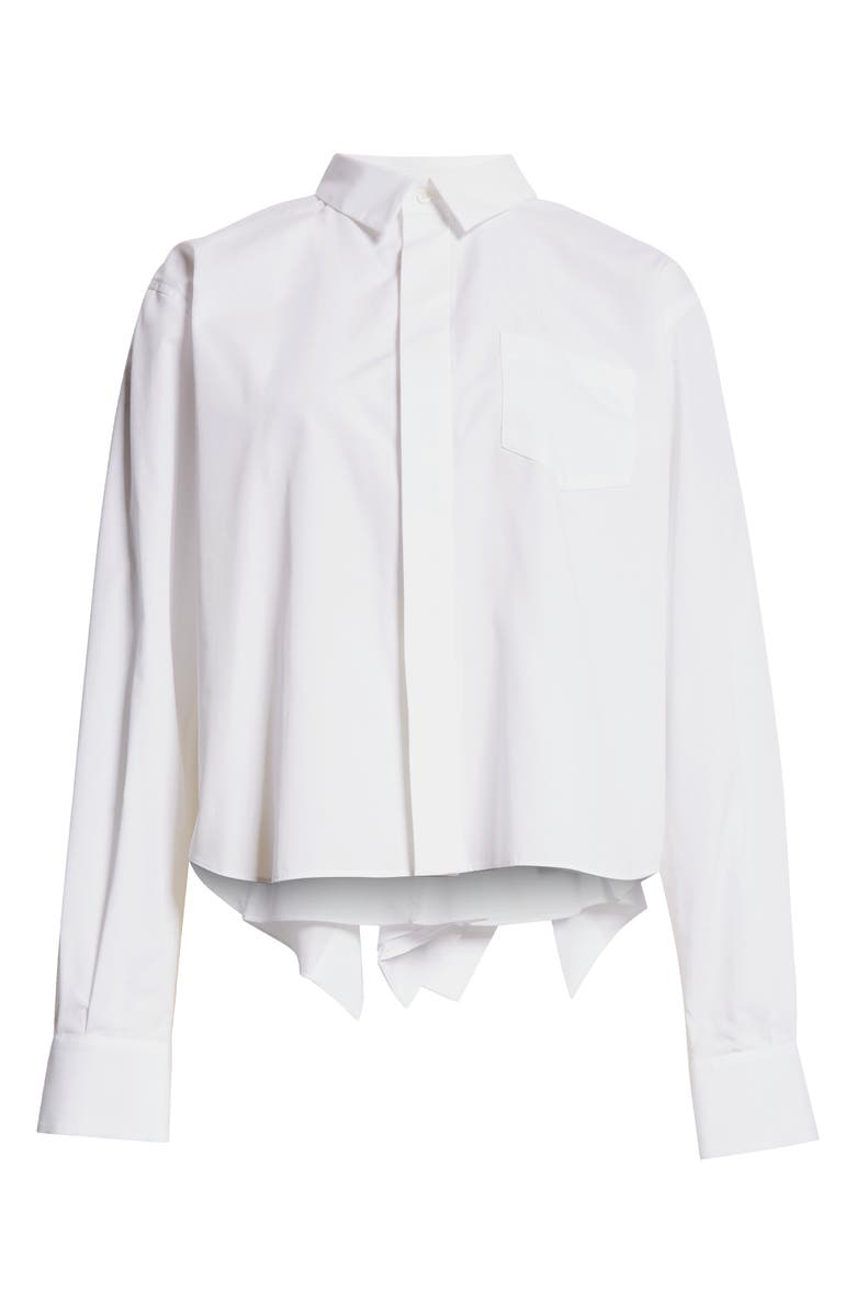Sacai Ruffle Poplin Button-Up Shirt, Alternate, color,
