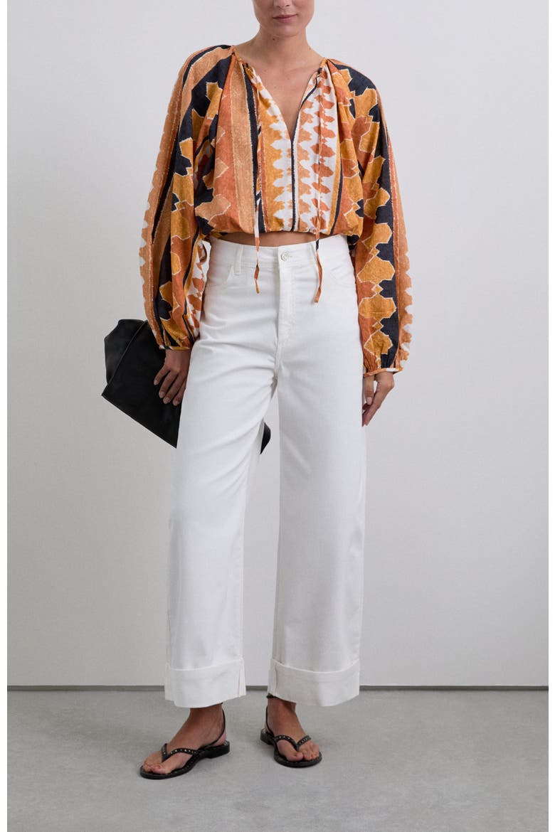 Folded Denim Pant, Alternate, color, White