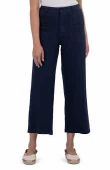 KUT from the Kloth Topaz High Waist Crop Wide Leg Linen Blend Pants