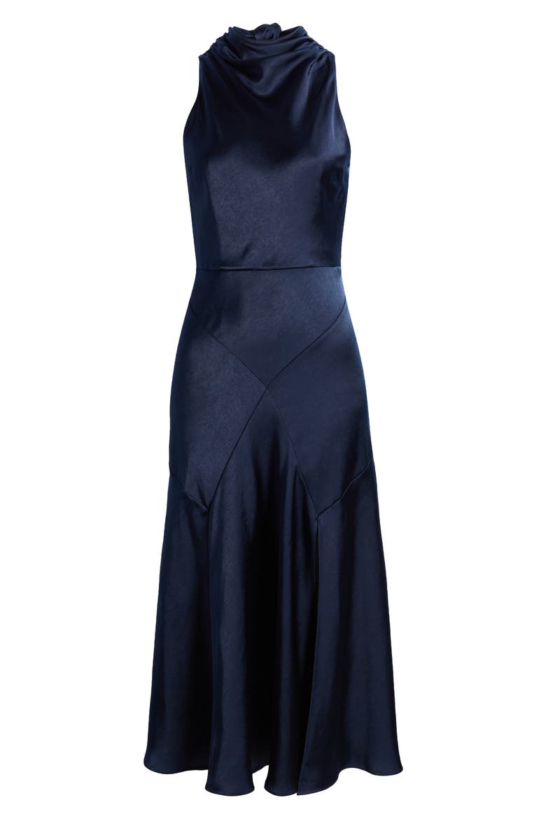 Lilymay Bias Cut Satin Dress, Alternate, color, DARK BLUE
