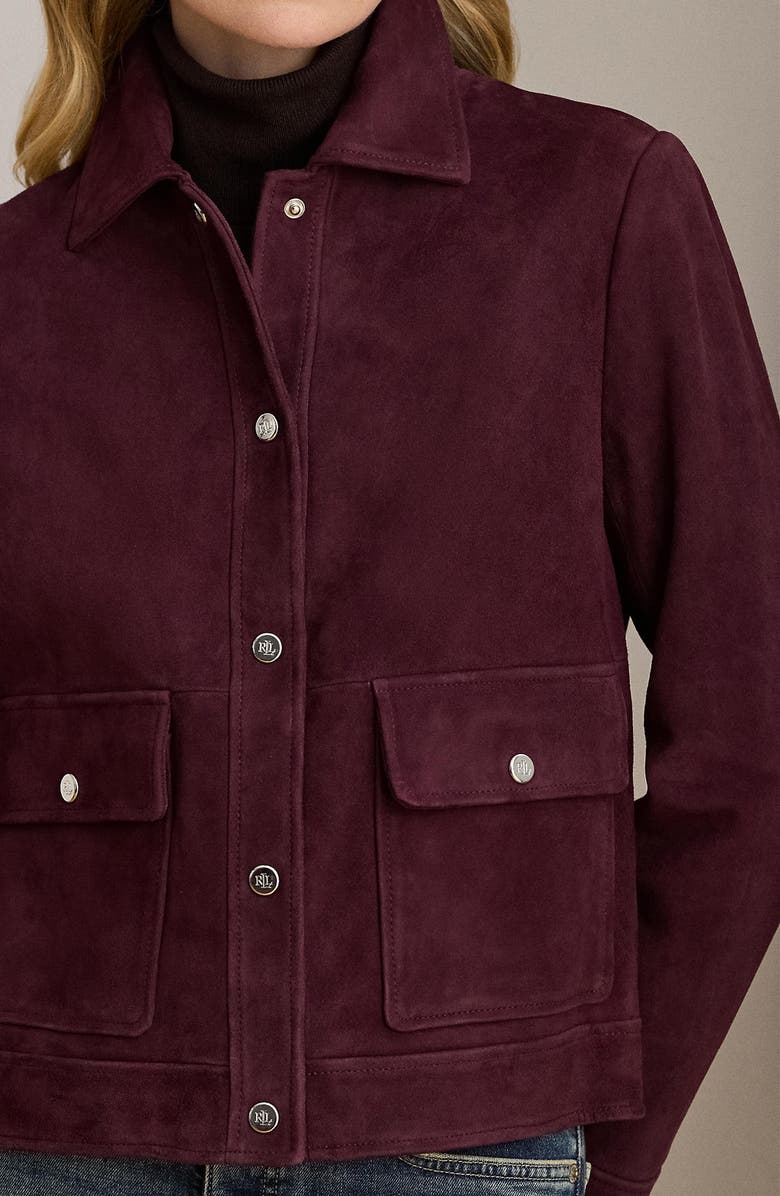 Lauren Ralph Lauren Suede Jacket, Alternate, color, Pinot Noir