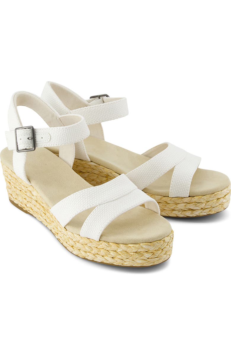 TOMS Audrey Ankle Strap Espadrille Platform Wedge Sandal, Alternate, color, White