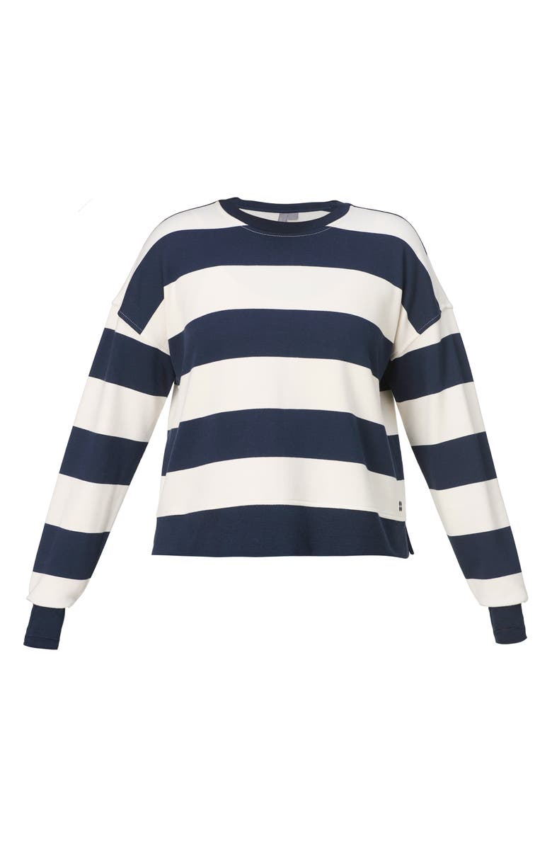 Sweaty Betty After Class Crop Sweatshirt, Alternate, color, White/ Navy Blue Large Stripe