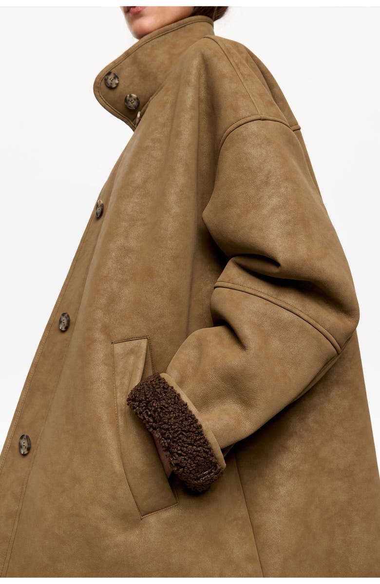 Bimba y Lola Fur Lined Jacket, Alternate, color, Light Olive