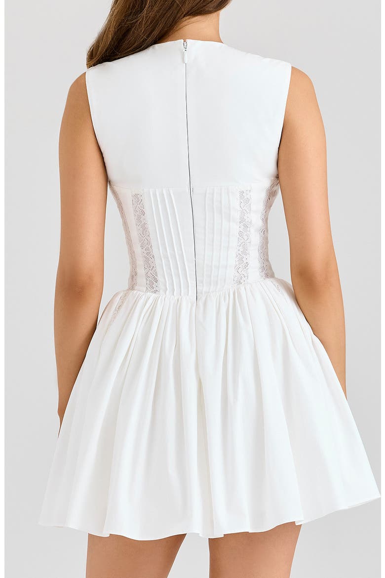 Carmel Stretch Cotton Fit & Flare Minidress, Alternate, color, WHITE