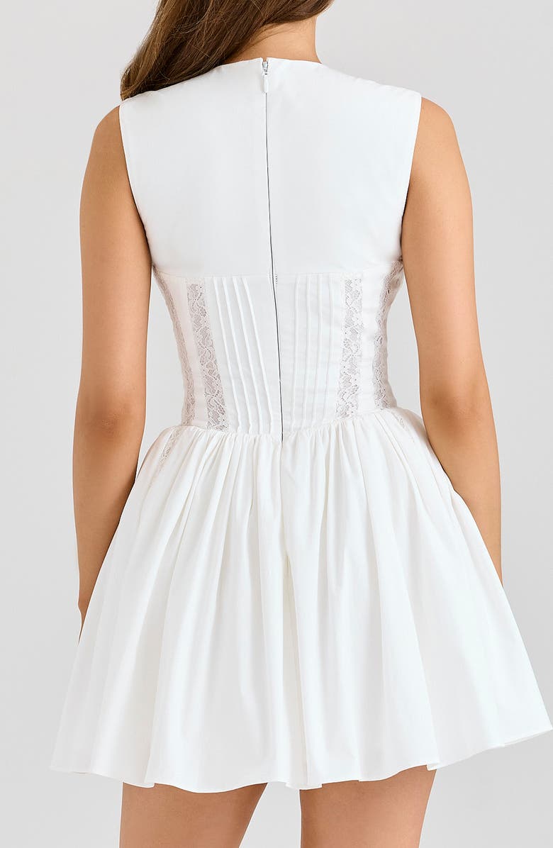 HOUSE OF CB Carmel Stretch Cotton Fit & Flare Minidress, Alternate, color, White