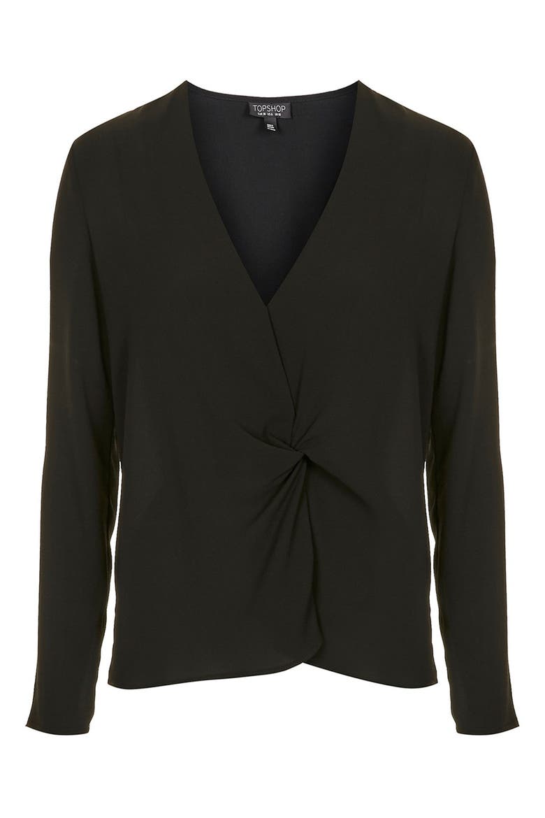 Twist Front Blouse, Alternate, color, BLACK