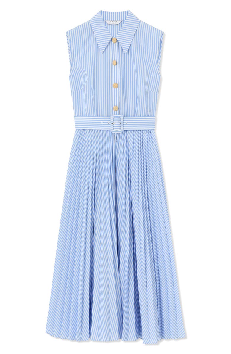LK Bennett Hally Stripe Sleeveless Pleated Shirtdress, Alternate, color, 