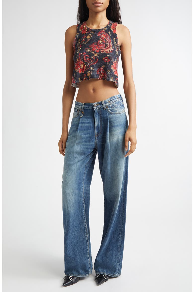 Damon Pleated Wide Leg Jeans, Alternate, color, KELLEN BLUE