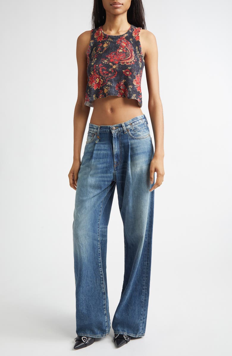 R13 Damon Pleated Wide Leg Jeans, Alternate, color, Kellen Blue