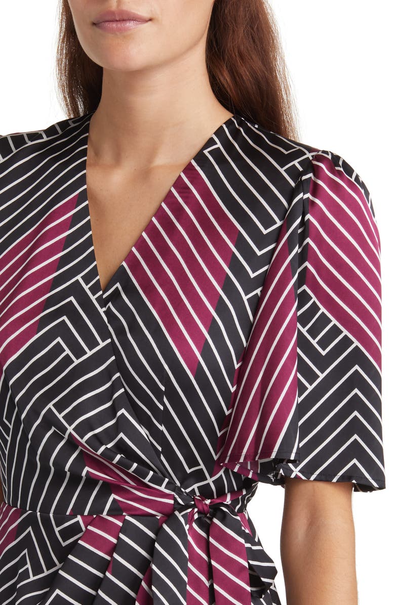 Anne Klein Print Flutter Sleeve Faux Wrap Dress, Alternate, color,